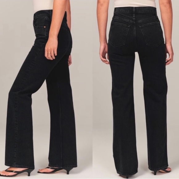 Abercrombie & Fitch Denim - Abercrombie 90s Relaxed Jean High Rise Black Curve Love sz 27/4